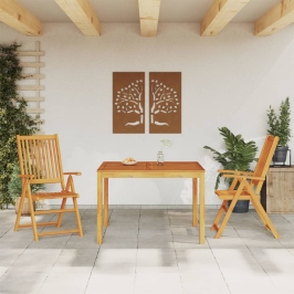 Juego de comedor de jardín 3 piezas madera maciza de acacia
