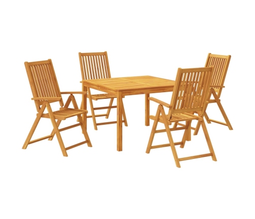 Juego de comedor de jardín 5 piezas madera maciza de acacia