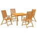 Juego de comedor de jardín 5 piezas madera maciza de acacia