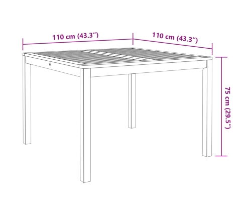 Juego de comedor de jardín 5 piezas madera maciza de acacia