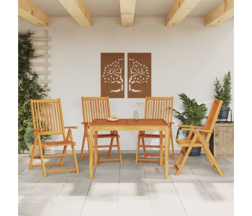 Juego de comedor de jardín 5 piezas madera maciza de acacia