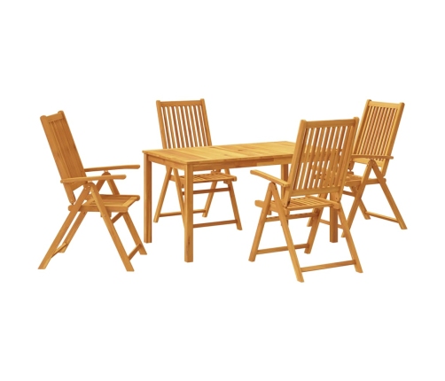 Juego de comedor de jardín 5 piezas madera maciza de acacia