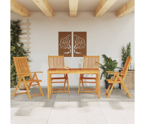 Juego de comedor de jardín 5 piezas madera maciza de acacia