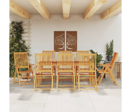 Juego de comedor de jardín 9 piezas madera maciza de acacia