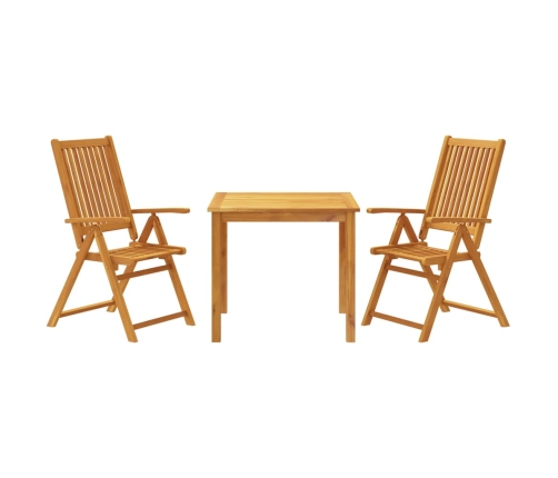 Juego de comedor de jardín 3 piezas madera maciza de acacia