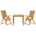 Juego de comedor de jardín 3 piezas madera maciza de acacia