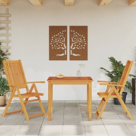 Juego de comedor de jardín 3 piezas madera maciza de acacia