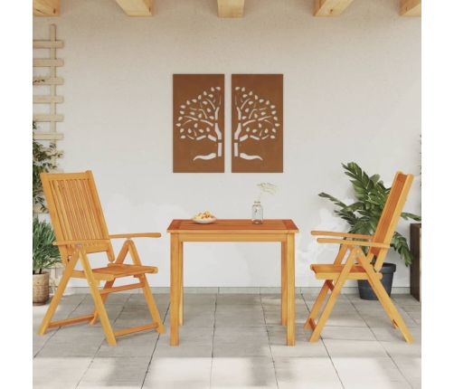 Juego de comedor de jardín 3 piezas madera maciza de acacia