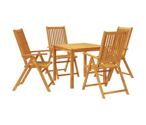 Juego de comedor de jardín 5 piezas madera maciza de acacia