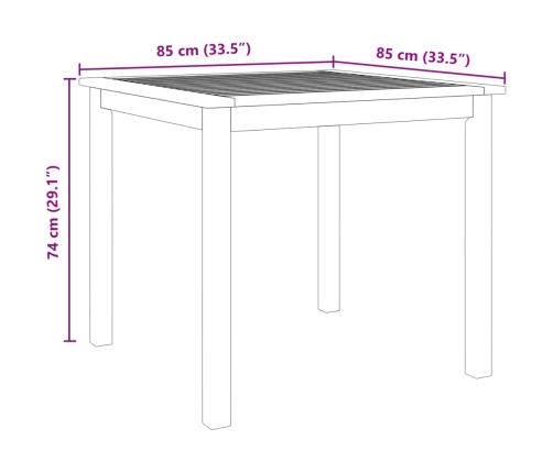 Juego de comedor de jardín 5 piezas madera maciza de acacia