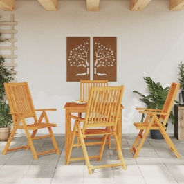 Juego de comedor de jardín 5 piezas madera maciza de acacia