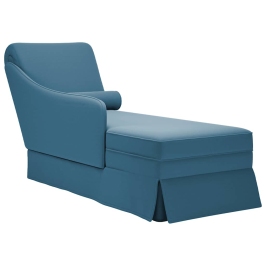 Chaise longue respaldo reposabrazos derecho terciopelo azul