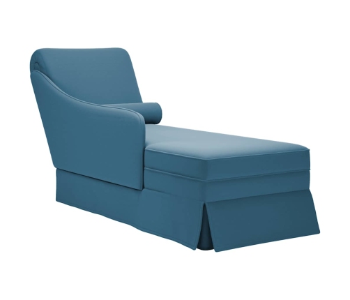 Chaise longue respaldo reposabrazos derecho terciopelo azul