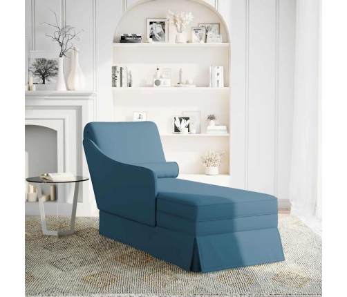 Chaise longue respaldo reposabrazos derecho terciopelo azul