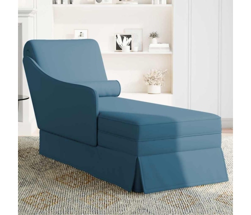 Chaise longue respaldo reposabrazos derecho terciopelo azul