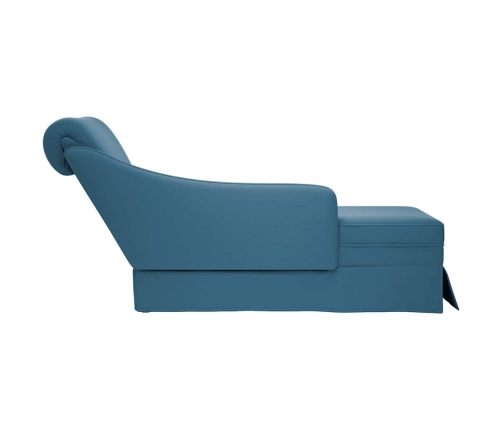 Chaise longue respaldo reposabrazos derecho terciopelo azul