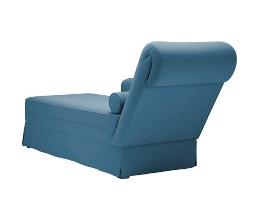 Chaise longue respaldo reposabrazos derecho terciopelo azul