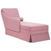 Chaise longue respaldo reposabrazos derecho terciopelo rosa