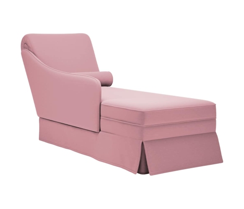 Chaise longue respaldo reposabrazos derecho terciopelo rosa