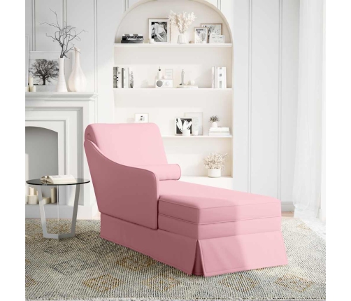 Chaise longue respaldo reposabrazos derecho terciopelo rosa