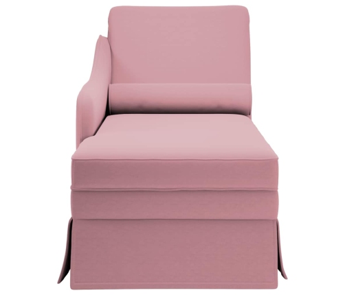 Chaise longue respaldo reposabrazos derecho terciopelo rosa