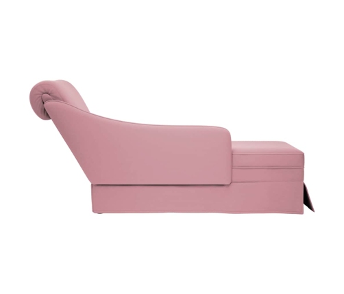 Chaise longue respaldo reposabrazos derecho terciopelo rosa