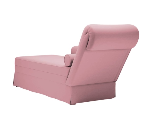 Chaise longue respaldo reposabrazos derecho terciopelo rosa