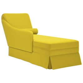 Chaise longue respaldo reposabrazos derecho terciopelo amarillo