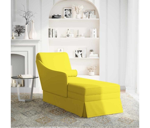 Chaise longue respaldo reposabrazos derecho terciopelo amarillo