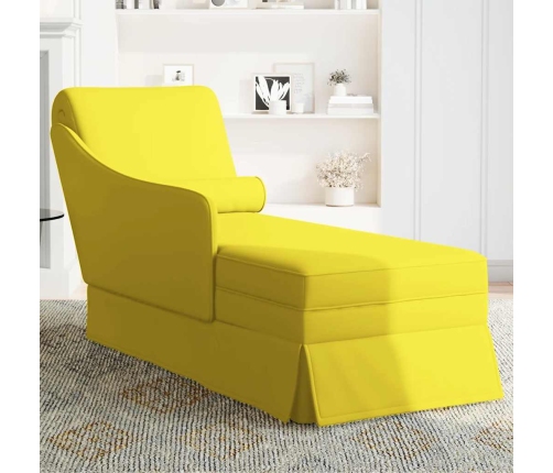 Chaise longue respaldo reposabrazos derecho terciopelo amarillo