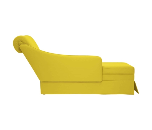 Chaise longue respaldo reposabrazos derecho terciopelo amarillo