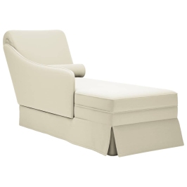 Chaise longue respaldo reposabrazos derecho terciopelo crema