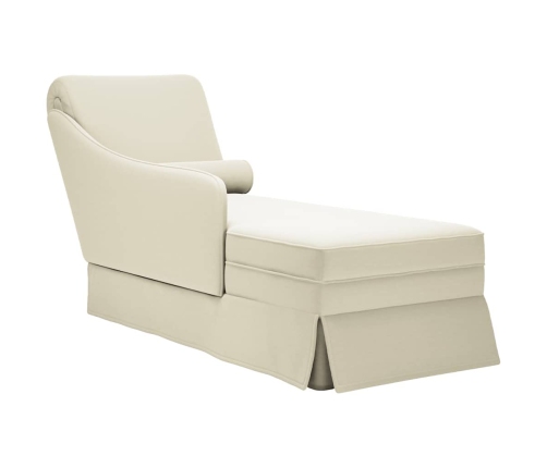 Chaise longue respaldo reposabrazos derecho terciopelo crema