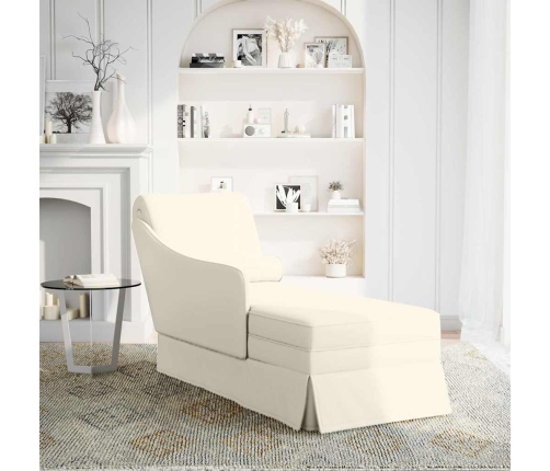 Chaise longue respaldo reposabrazos derecho terciopelo crema