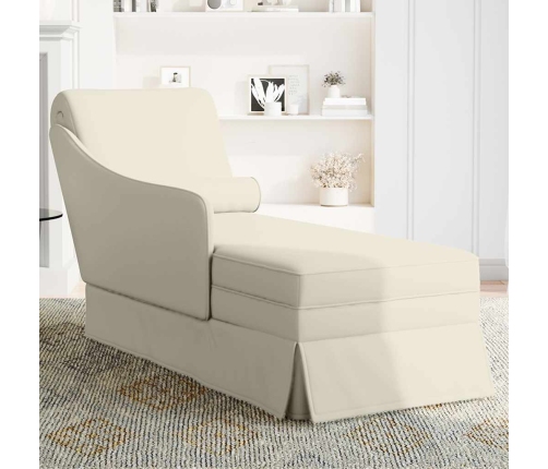 Chaise longue respaldo reposabrazos derecho terciopelo crema