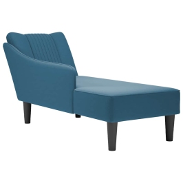 Chaise longue con reposabrazos derecho terciopelo azul