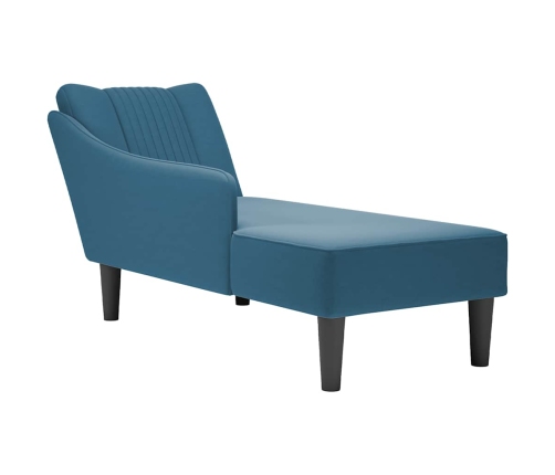 Chaise longue con reposabrazos derecho terciopelo azul