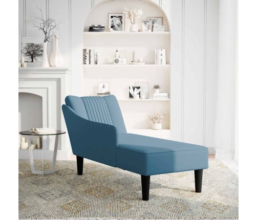 Chaise longue con reposabrazos derecho terciopelo azul