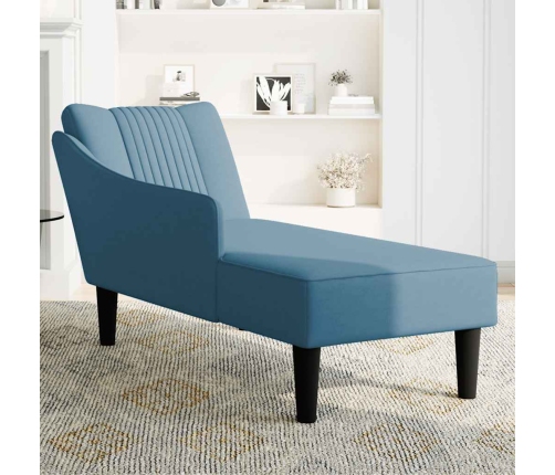 Chaise longue con reposabrazos derecho terciopelo azul