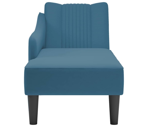 Chaise longue con reposabrazos derecho terciopelo azul