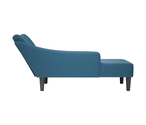 Chaise longue con reposabrazos derecho terciopelo azul