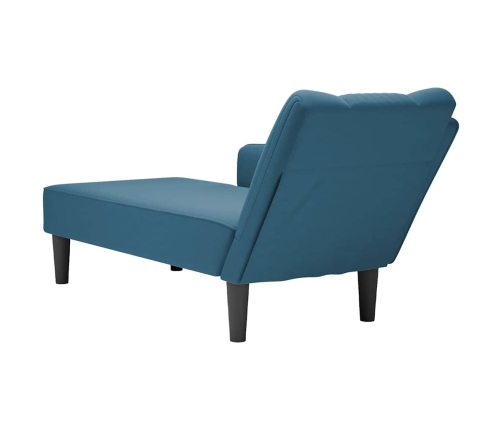 Chaise longue con reposabrazos derecho terciopelo azul