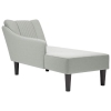 Chaise longue con reposabrazos derecho terciopelo gris claro