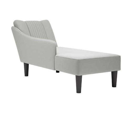 Chaise longue con reposabrazos derecho terciopelo gris claro