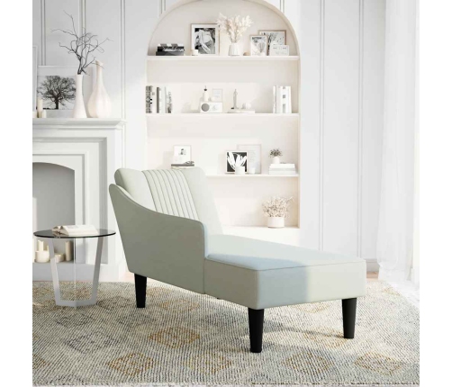 Chaise longue con reposabrazos derecho terciopelo gris claro