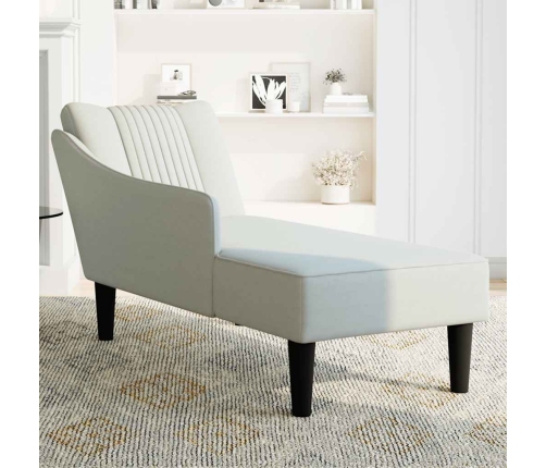 Chaise longue con reposabrazos derecho terciopelo gris claro