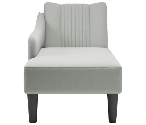 Chaise longue con reposabrazos derecho terciopelo gris claro