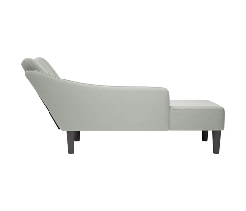 Chaise longue con reposabrazos derecho terciopelo gris claro