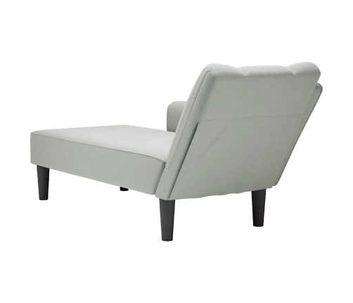 Chaise longue con reposabrazos derecho terciopelo gris claro