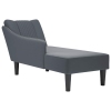 Chaise longue con reposabrazos derecho terciopelo gris claro